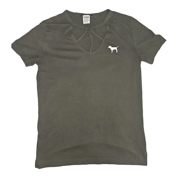 Victoria's Secret Shirt XS Women's Short Sleeve Green Casual Graphic Print - Picture 1 of 6